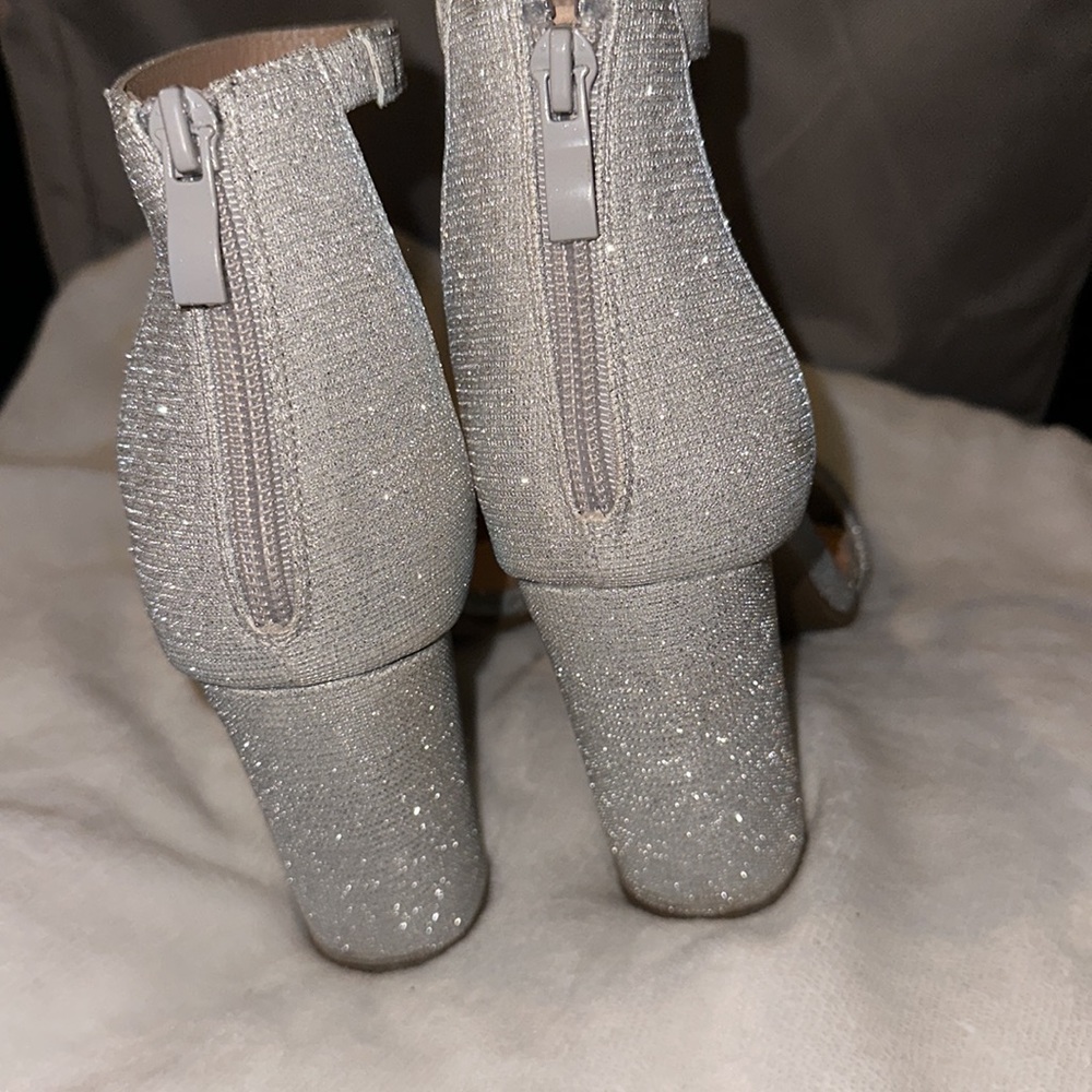 Windsor- Silver Open Toe Heels - Picture 3 of 3
